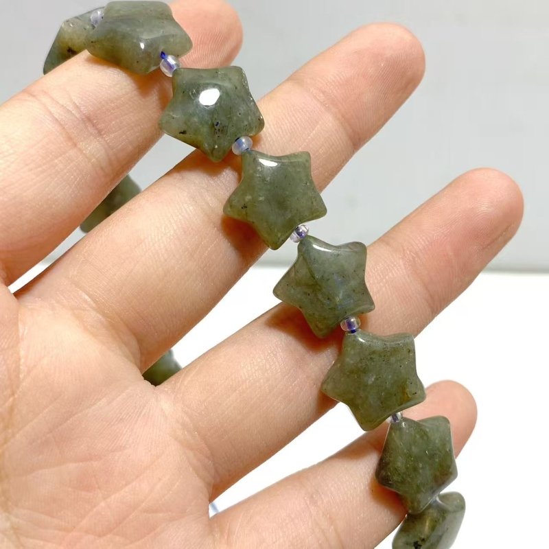 3 Types 1.5CM Drilled Star DIY Beads Strands Wholesale Dragon Blood Stone Labradorite - Wholesale Crystals