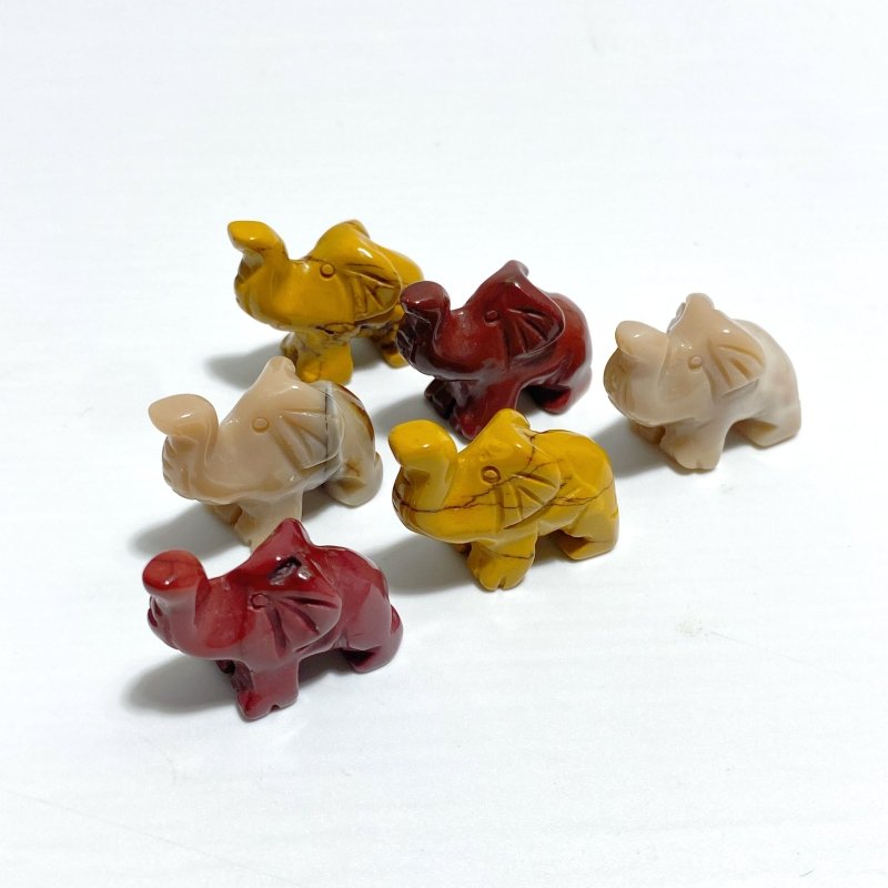 3 Types Mini Elephant Carving Wholesale Rose Quartz Mookaite Ocean Jasper - Wholesale Crystals