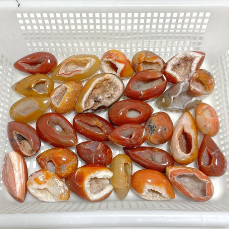 30 Pieces Beautiful Geode Druzy Carnelian - Wholesale Crystals