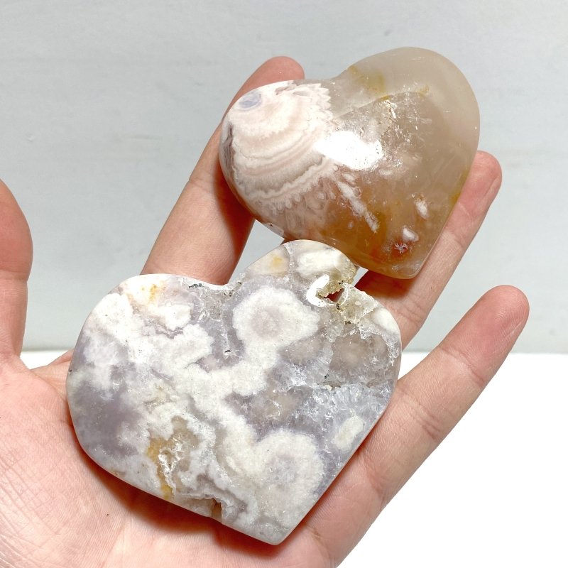 31 Pieces Geode Sakura Flower Agate Heart - Wholesale Crystals