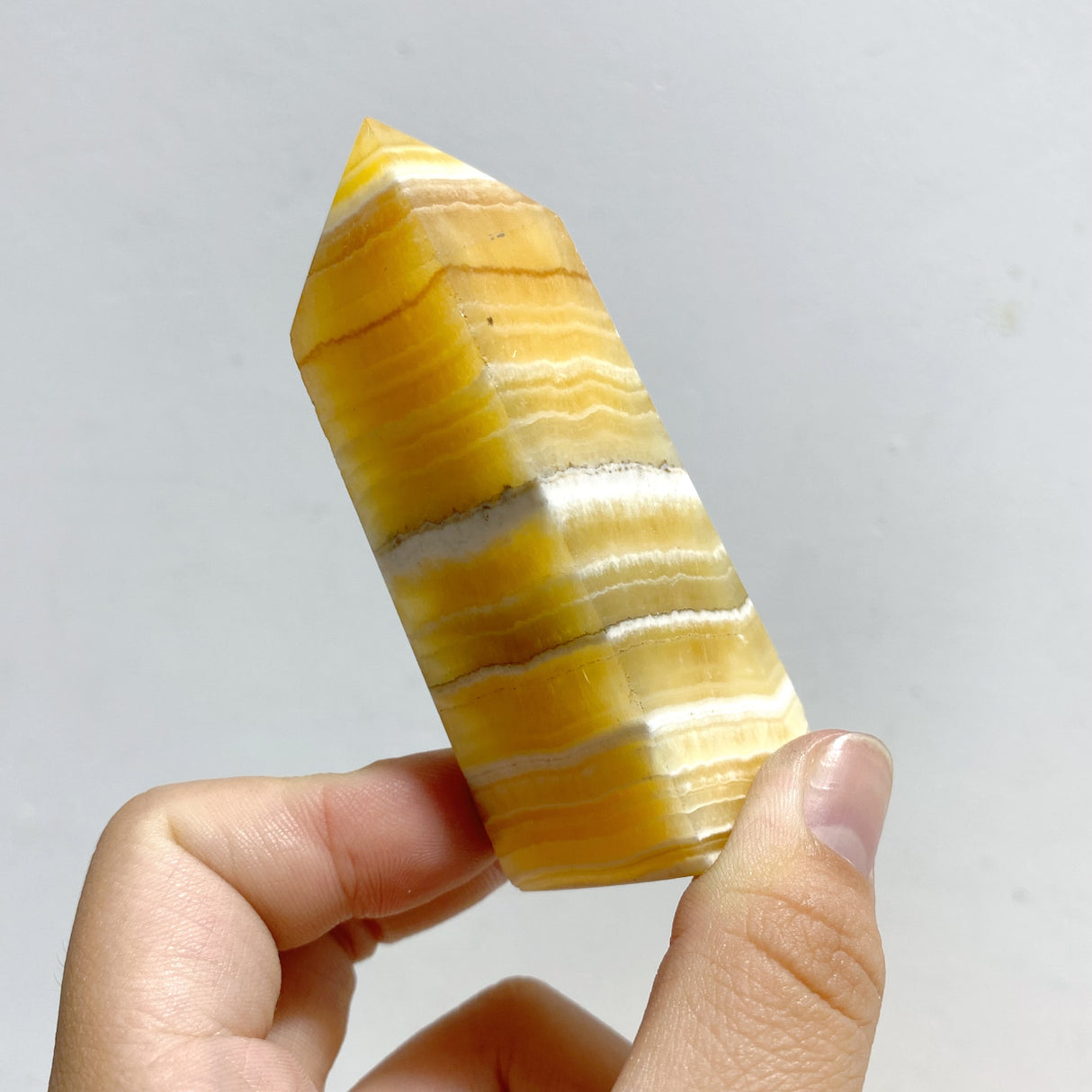White & Yellow Calcite Four-Sided Tower Point Wholesale