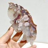 Unique Sakura Flower Agate Butterfly Wing Carving With Stand