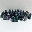 33 Pieces Blue Fluorite Mixed Pyrite Raw Side Tower -Wholesale Crystals