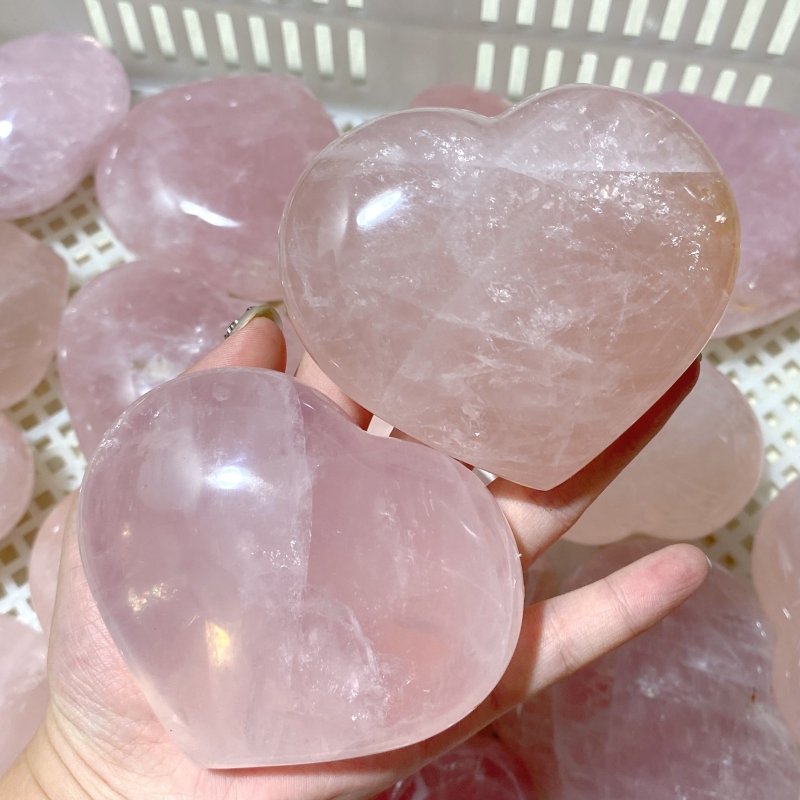 33 Pieces Large Rose Quartz Heart (Sea Freight Only) -Wholesale Crystals