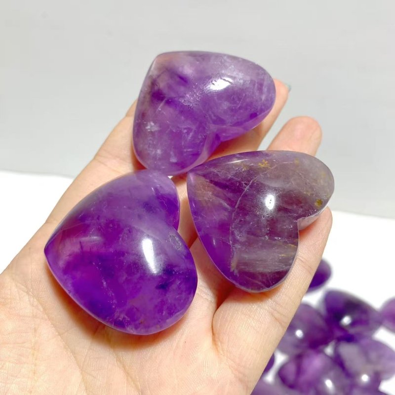 38 Pieces Small Amethyst Heart - Wholesale Crystals
