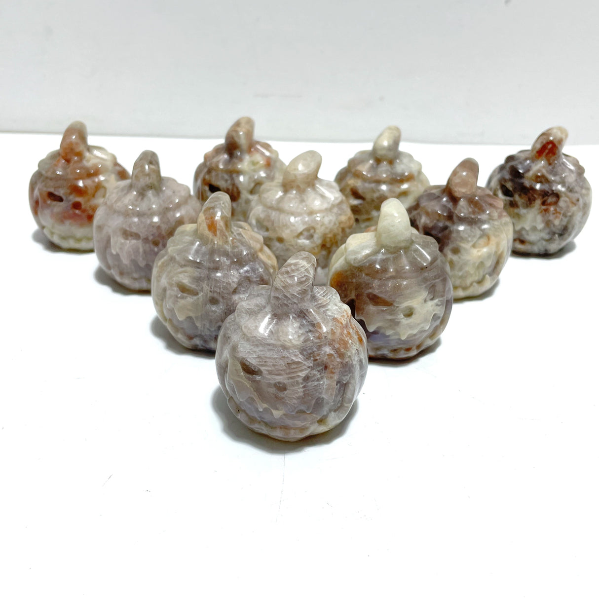 10 Pieces Sunstone Mixed Moonstone Halloween Pumpkin Face