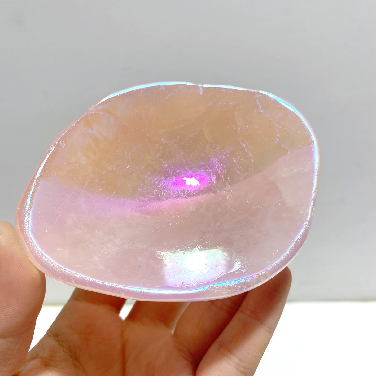 8 Pieces Aura Rose Quartz Bowl Carving