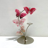 Beautiful Rhodonite Mixed Quartz Butterfly Flower Carving With Stand Wholesale