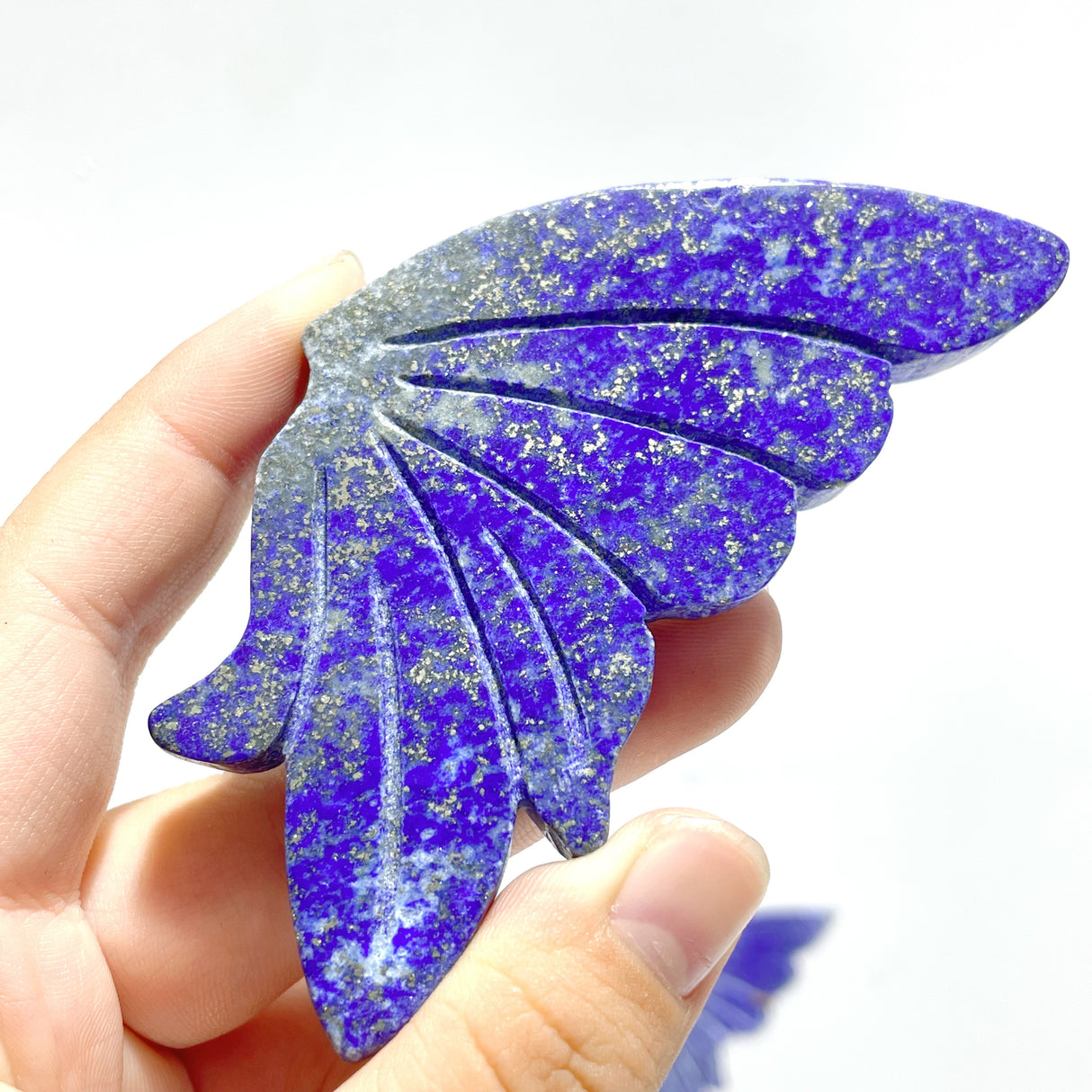 4 Pairs Small Lapis Lazuli Butterfly Wing Carving With Stand