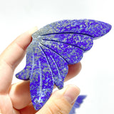 4 Pairs Small Lapis Lazuli Butterfly Wing Carving With Stand