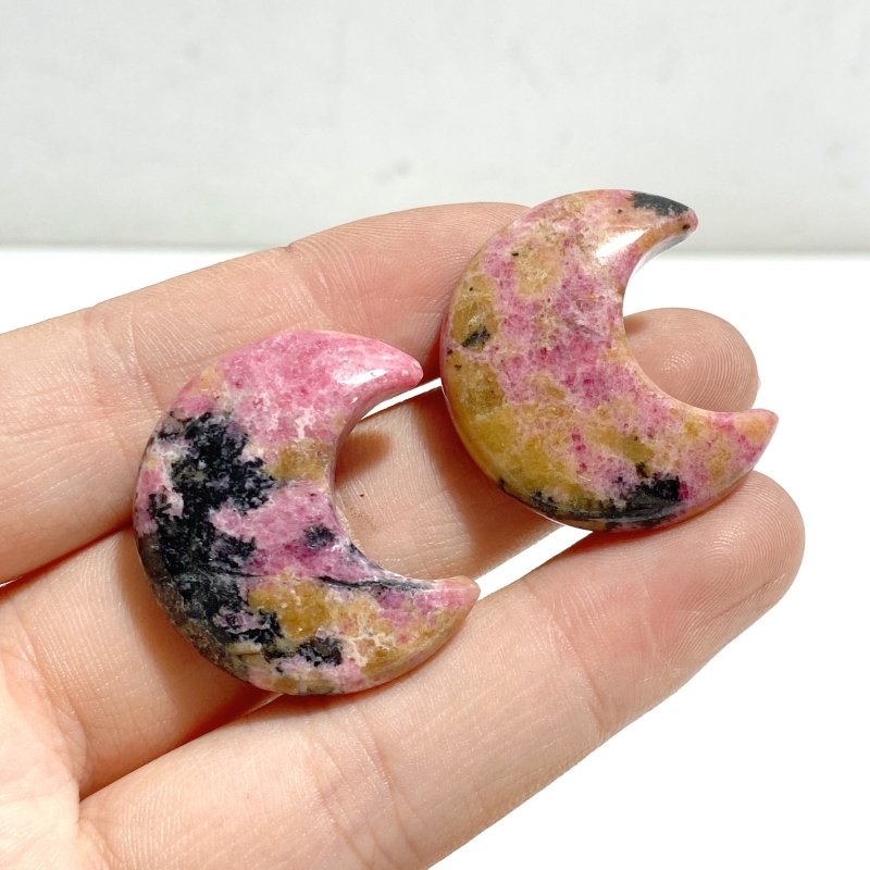 3CM Rhodonite Moon Carving Wholesale -Wholesale Crystals