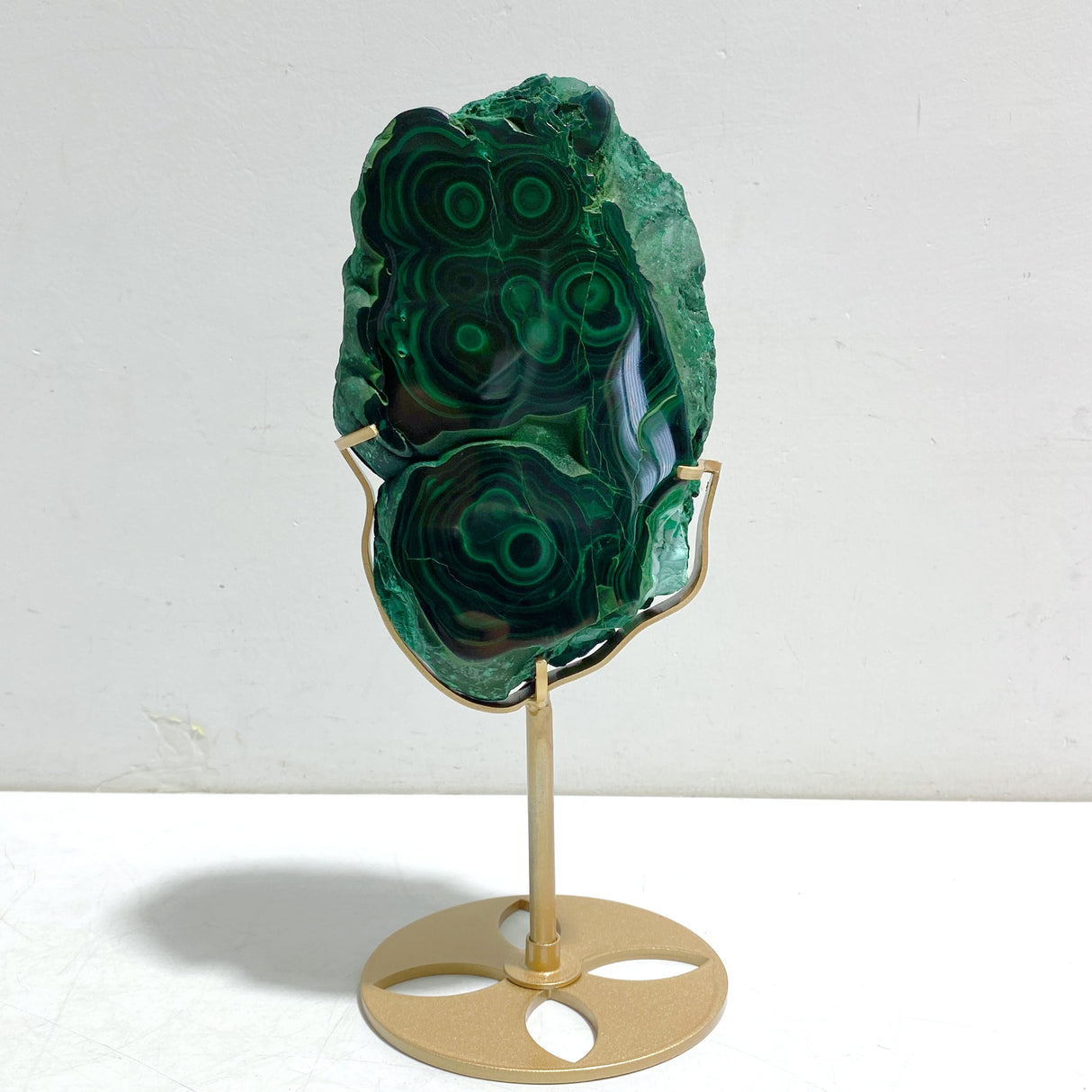 Unique Malachite Raw Bottom With Stand