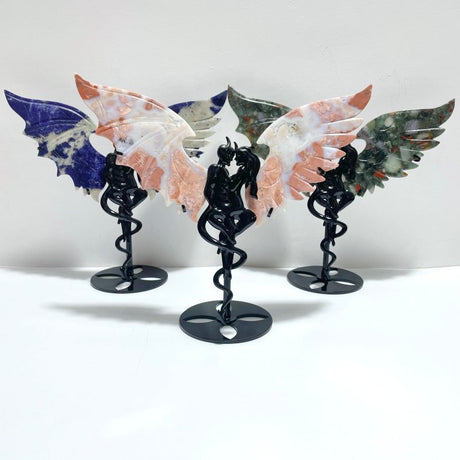 4 Pairs Demon And Angel Wing Carving With Stand Africa Blood Stone Sodalite - Wholesale Crystals