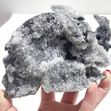 4 Pieces Black Clear Quartz Cluster Skull Carving - Wholesale Crystals
