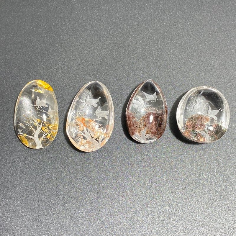 4 Pieces Butterfly Garden Quartz Inner Scene Carving -Wholesale Crystals