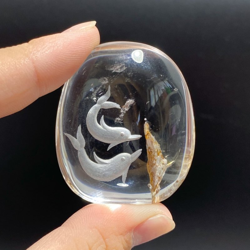4 Pieces Dolphin Garden Quartz Inner Scene Carving -Wholesale Crystals