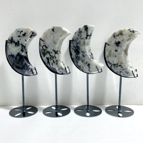 4 Pieces India Moonstone Moon Carving With Stand -Wholesale Crystals