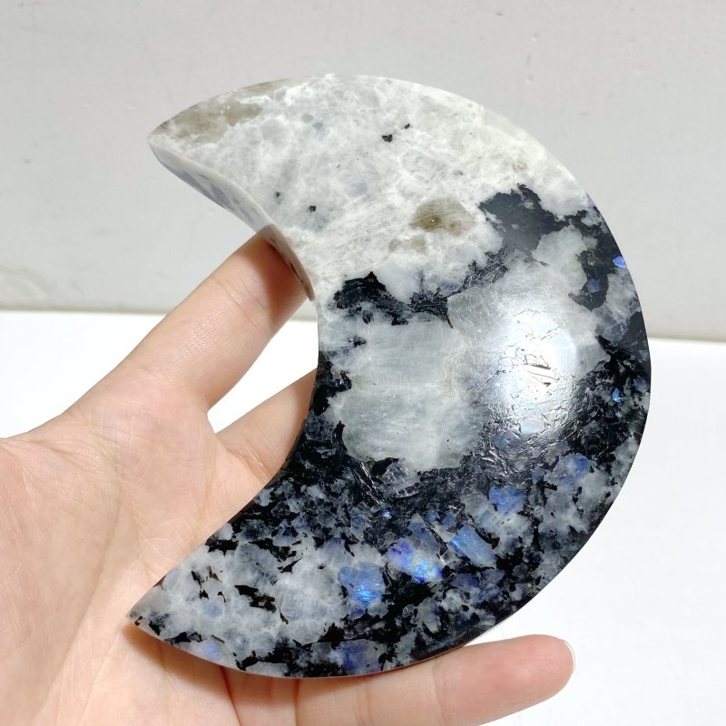 4 Pieces India Moonstone Moon Carving With Stand -Wholesale Crystals