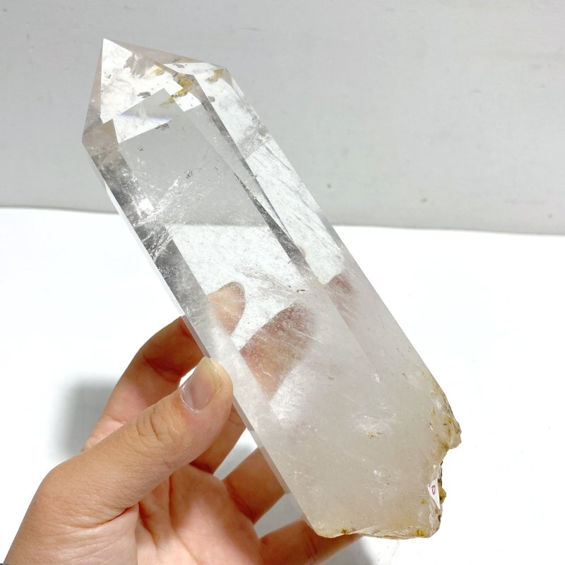 4 Pieces Large Clear Quartz Point Raw Bottom With Stand 5 - Wholesale Crystals