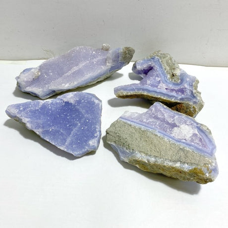 4 Pieces Large Geode Blue Chalcedony Druzy -Wholesale Crystals