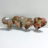 4 Pieces Large Money Agate Heart With Stand -Wholesale Crystals