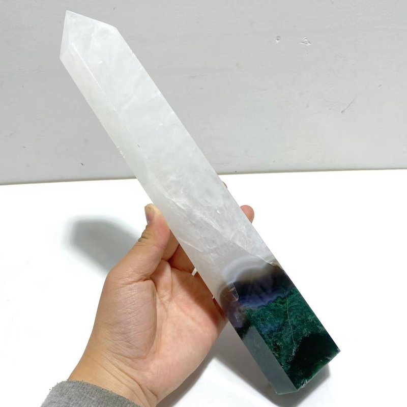 4 Pieces Tall Green Moss Agate Points - Wholesale Crystals