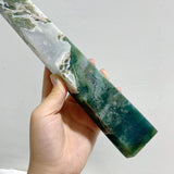 4 Pieces Tall Green Moss Agate Points -Wholesale Crystals