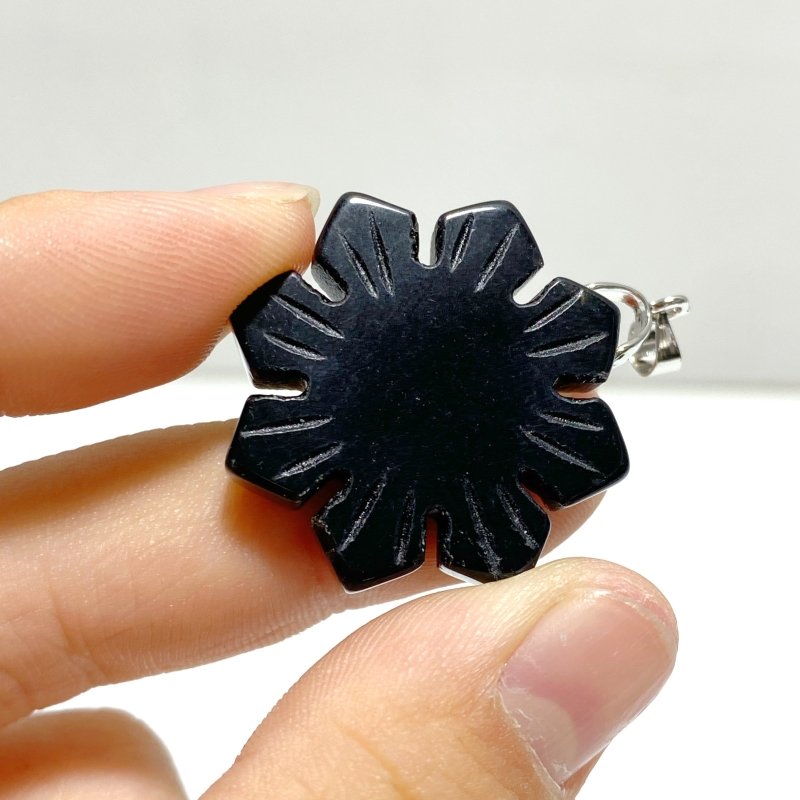 4 Types Snowflake Shape Pendants Wholesale Rose Quartz Obsidian Chevron Amethyst - Wholesale Crystals