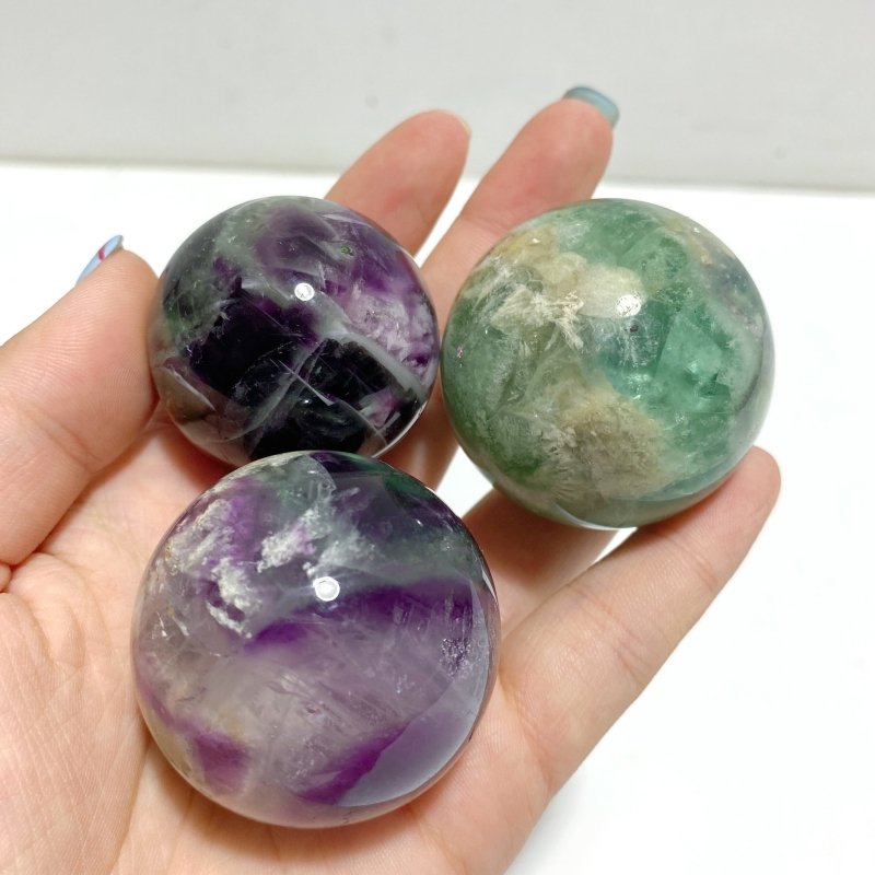 42 Pieces Beautiful Feather Fluorite Sphere Balls - Wholesale Crystals