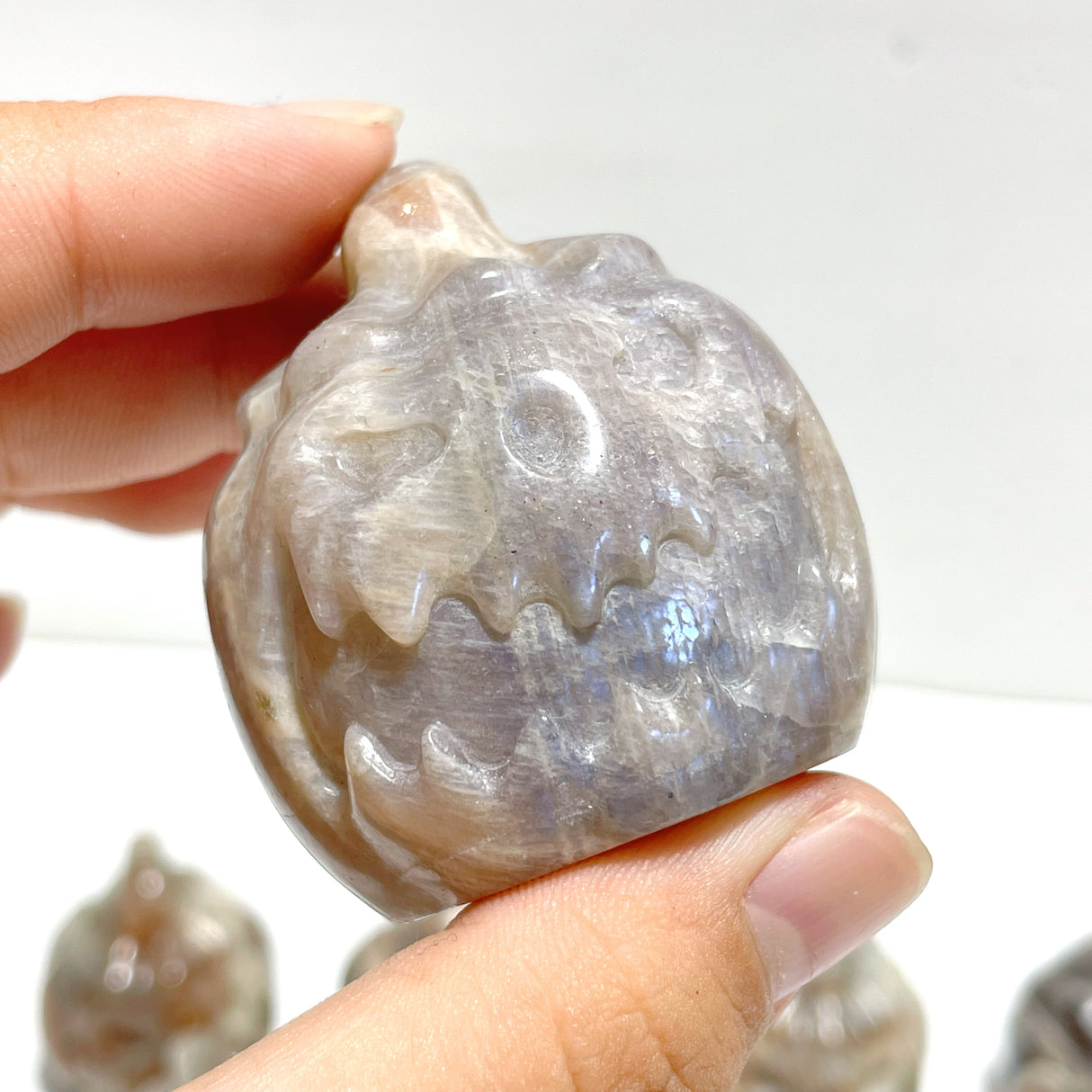 10 Pieces Sunstone Mixed Moonstone Halloween Pumpkin Face