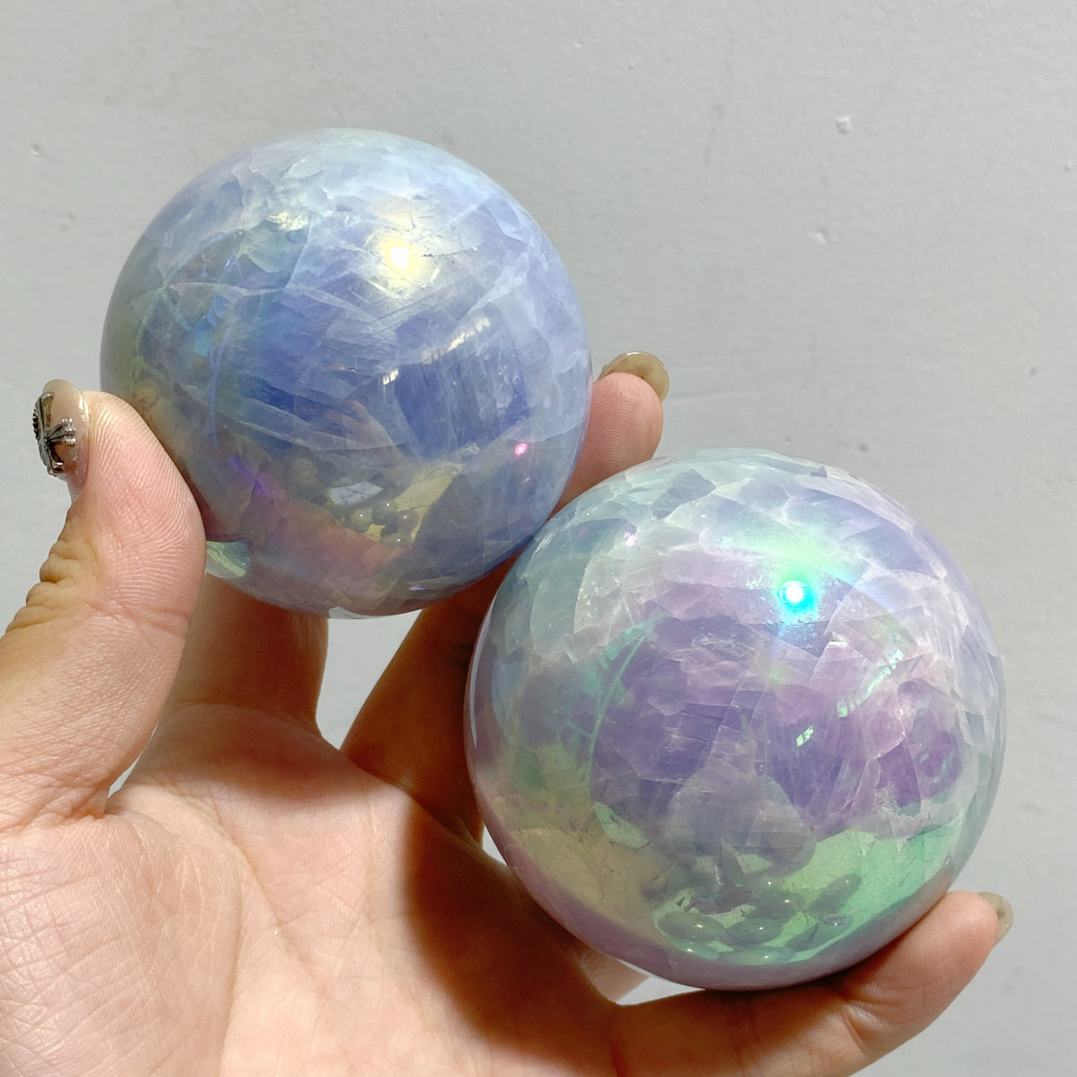 24 Pieces Aura Blue Calcite Spheres