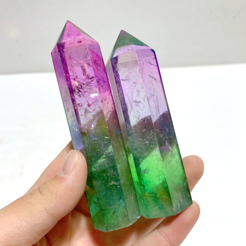 47 Pieces Aura Clear Quartz Point Clearance - Wholesale Crystals