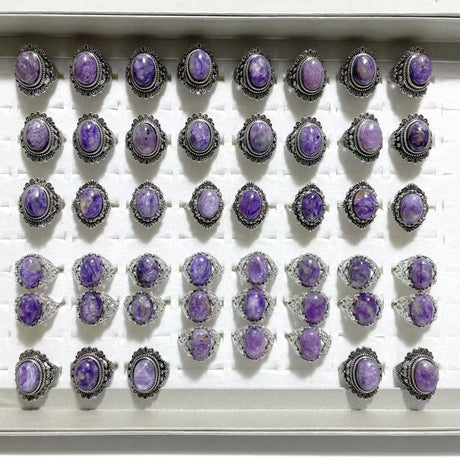 47 Pieces Charoite Different Styles Ring 2 - Wholesale Crystals