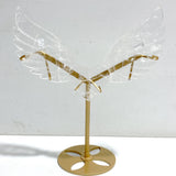 Unique Clear Quartz Heart Wing Carving With Stand