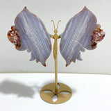 Beautiful Symmetric Agate Butterfly Wing Carving With Stand