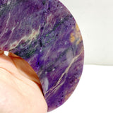 Large Charoite Moon Carving With Stand