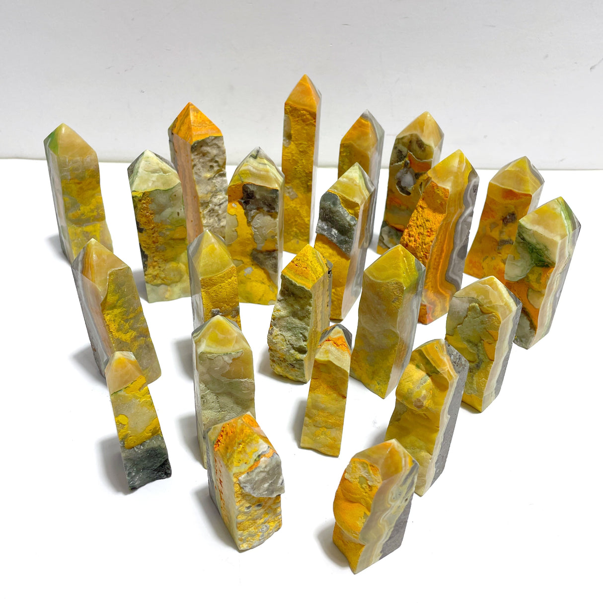 22 Pieces Deep Yellow Bumble Bee Jasper Raw Side Point