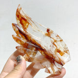 Unique Red Fire Quartz Heart Wing Carving With Stand