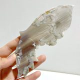 Green Sakura Flower Agate Butterfly Wing Carving With Stand