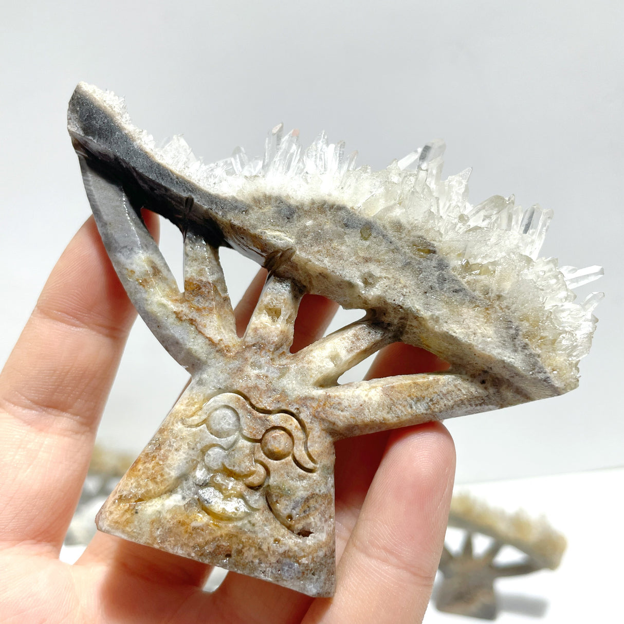 7 Pieces Clear Quartz Cluster Dendroid Guard Carving