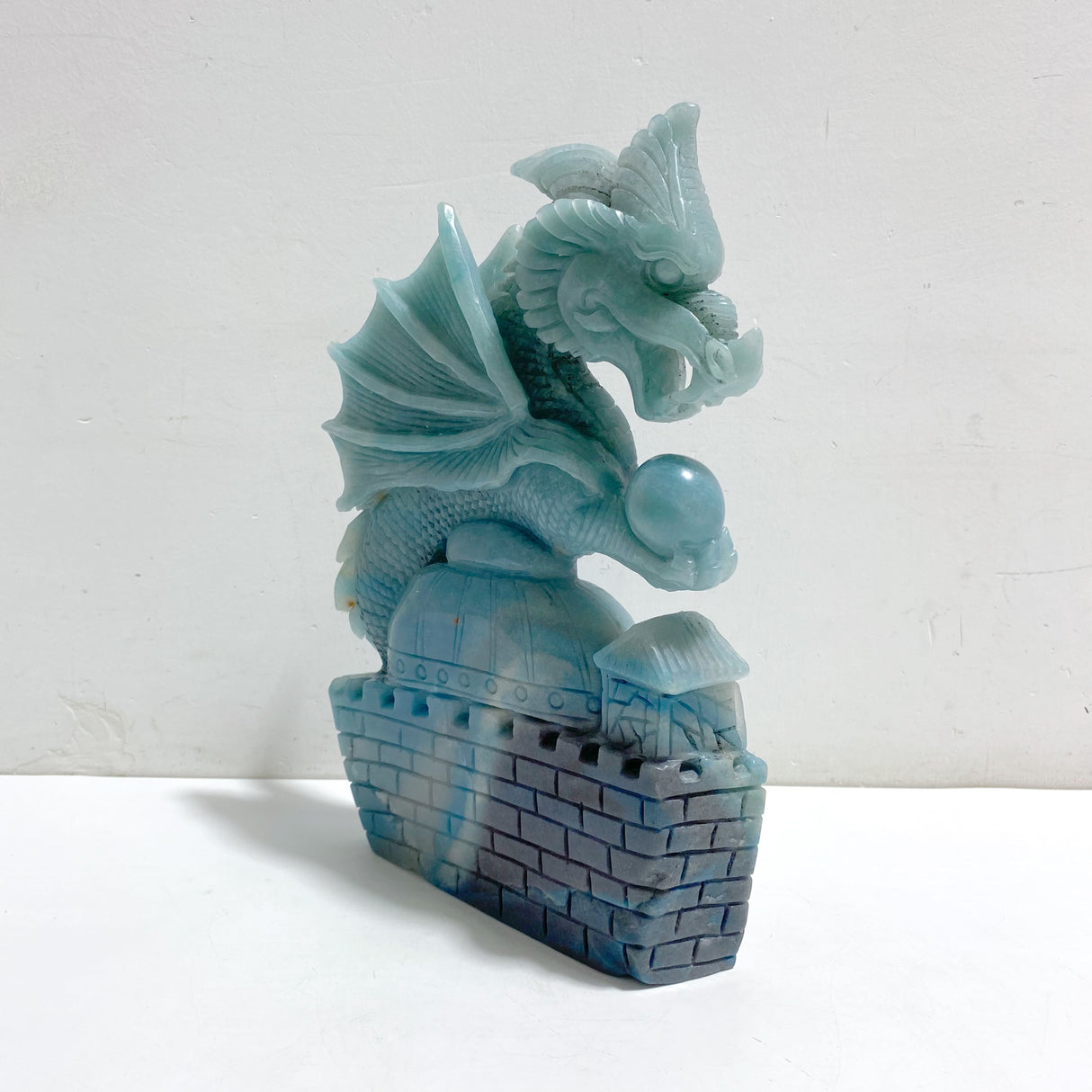 Unique Trolleite Flying Dragon With Castle Carving