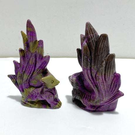 5 Pieces Atlantisite Nine - tailed Foxes Carving (With Crack) - Wholesale Crystals