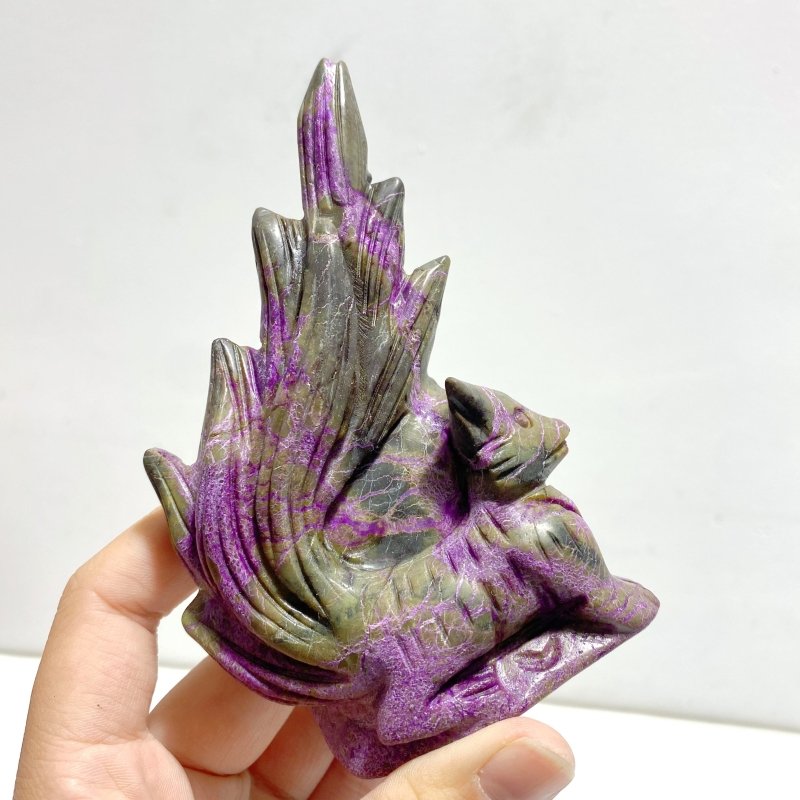 5 Pieces Atlantisite Nine - tailed Foxes Carving (With Crack) - Wholesale Crystals