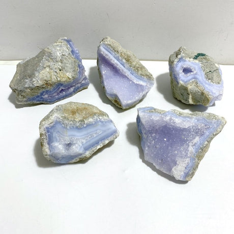 5 Pieces Geode Druzy Blue Chalcedony -Wholesale Crystals