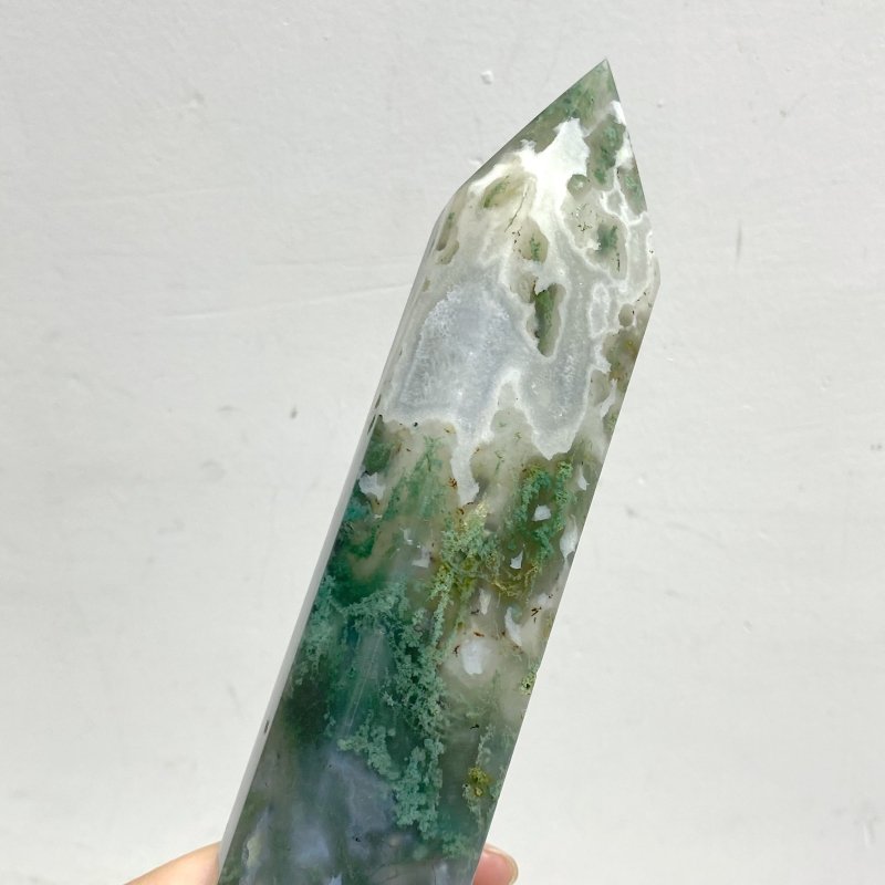 5 Pieces Green Moss Agate Points -Wholesale Crystals