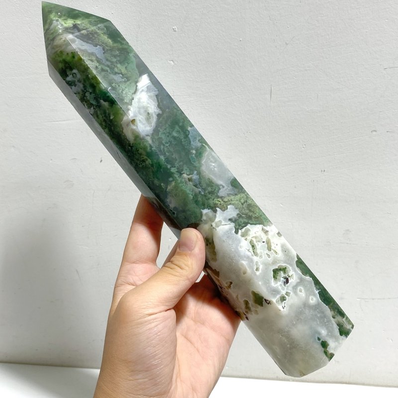 5 Pieces Green Moss Agate Points -Wholesale Crystals