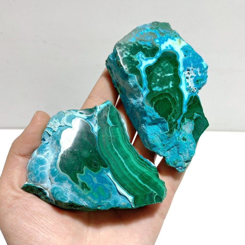 5 Pieces High Quality Small Chrysocolla Mixed Malachite Slab Specimen 4 - Wholesale Crystals