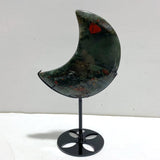 5 Pieces Large Africa Blood Stone Moon Carving With Stand - Wholesale Crystals