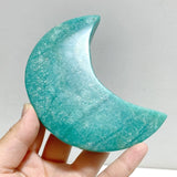 5 Pieces Large Amazonite Moon Carving With Stand -Wholesale Crystals