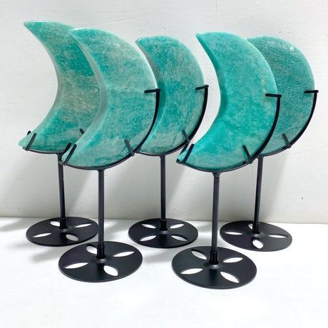 5 Pieces Large Amazonite Moon Carving With Stand -Wholesale Crystals